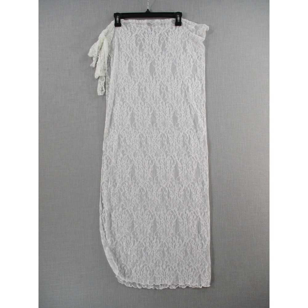 Womens White Floral Lace Sheer Sarong Wrap Skirt Swim Cover Up One Size